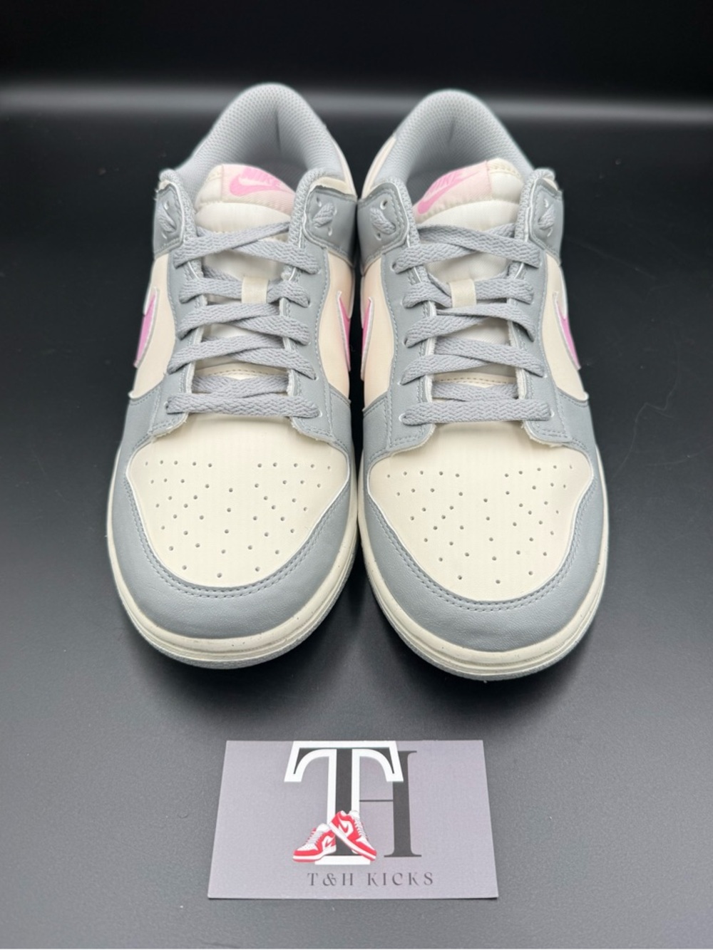 Nike Low-Top Sneakers in Gray, Cream & Pink Accent
